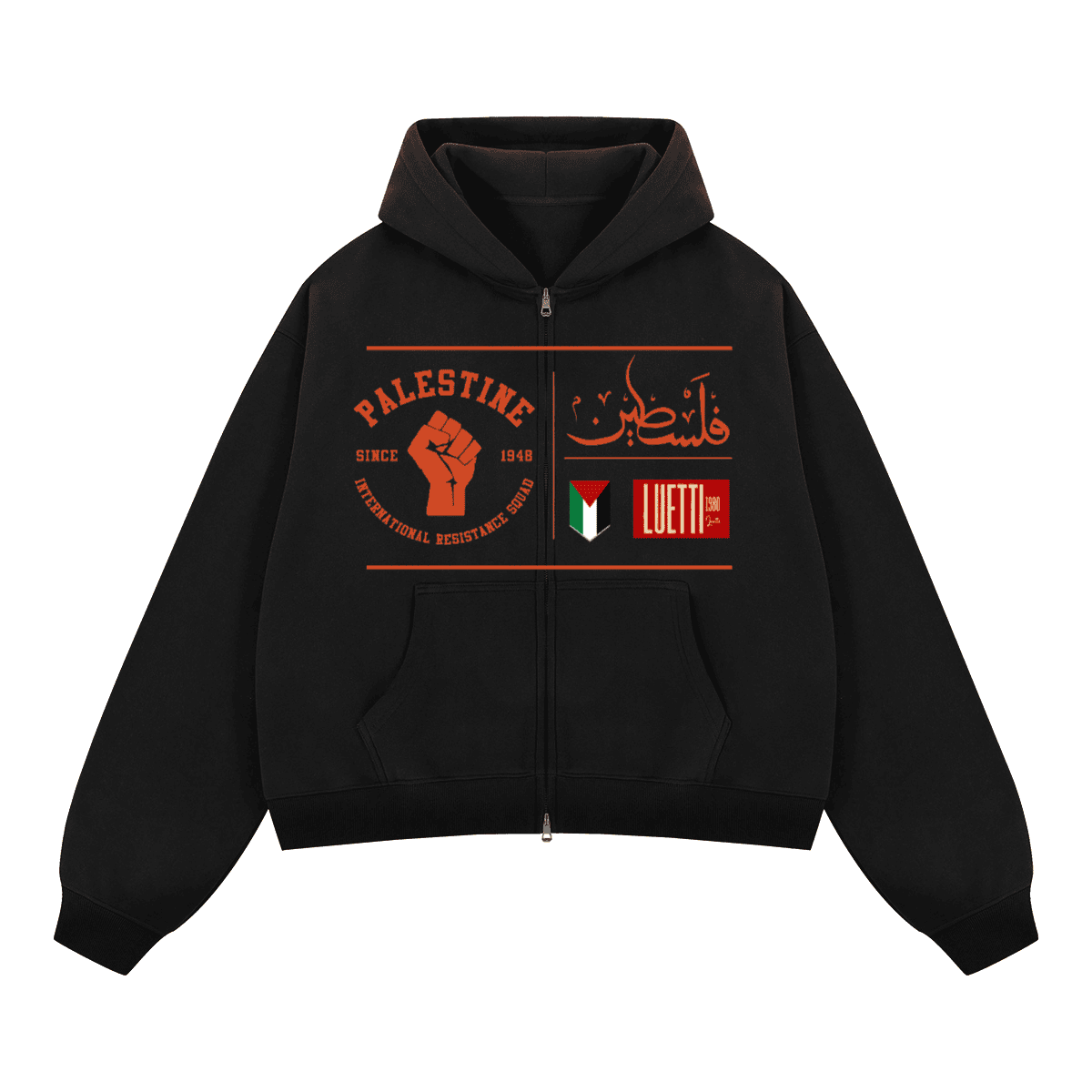 Palestine Resistance Unisex Boxy Cropped Fleece Zip-up Hoodie