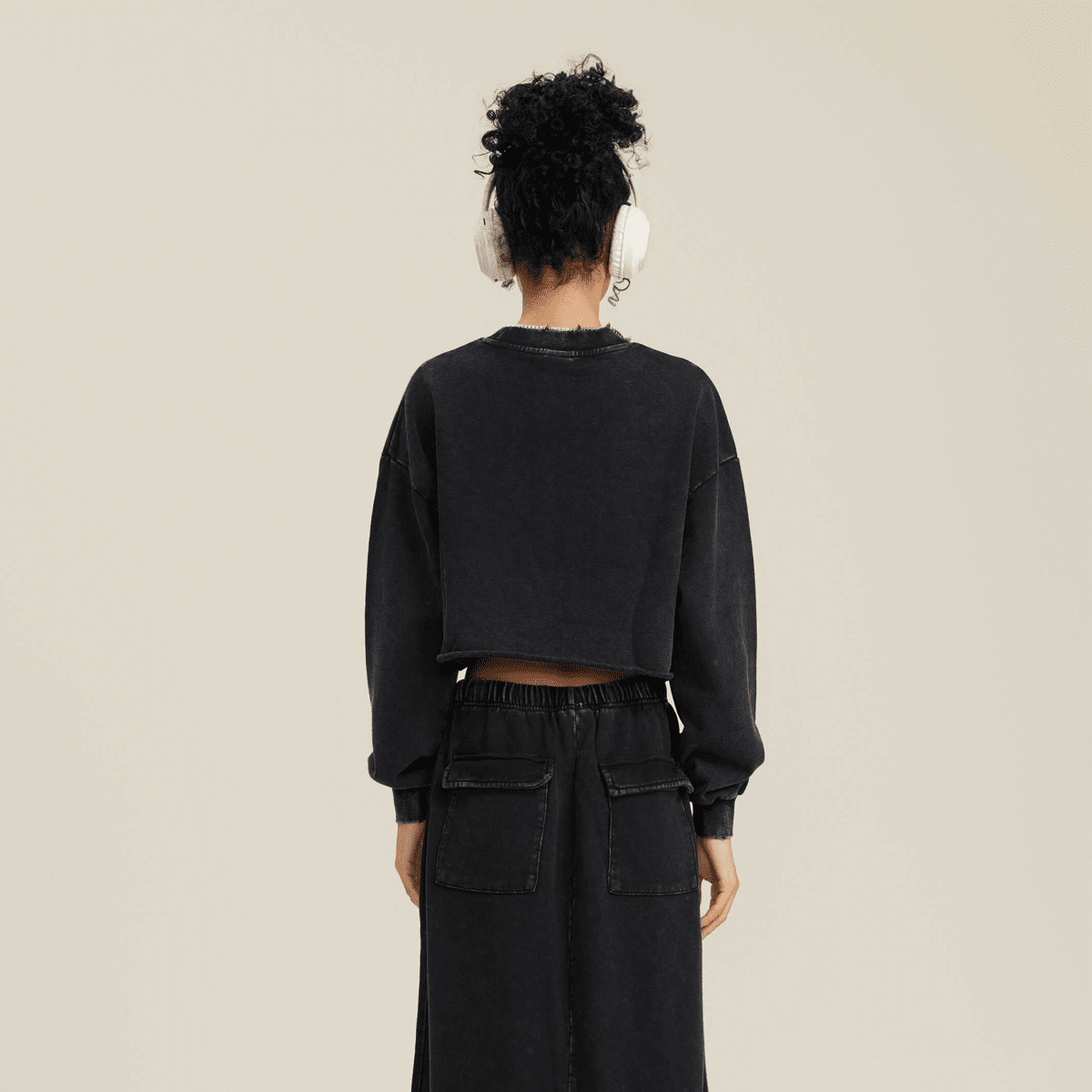 Resist Empire Washed Raw-Edge Cropped Sweatshirt