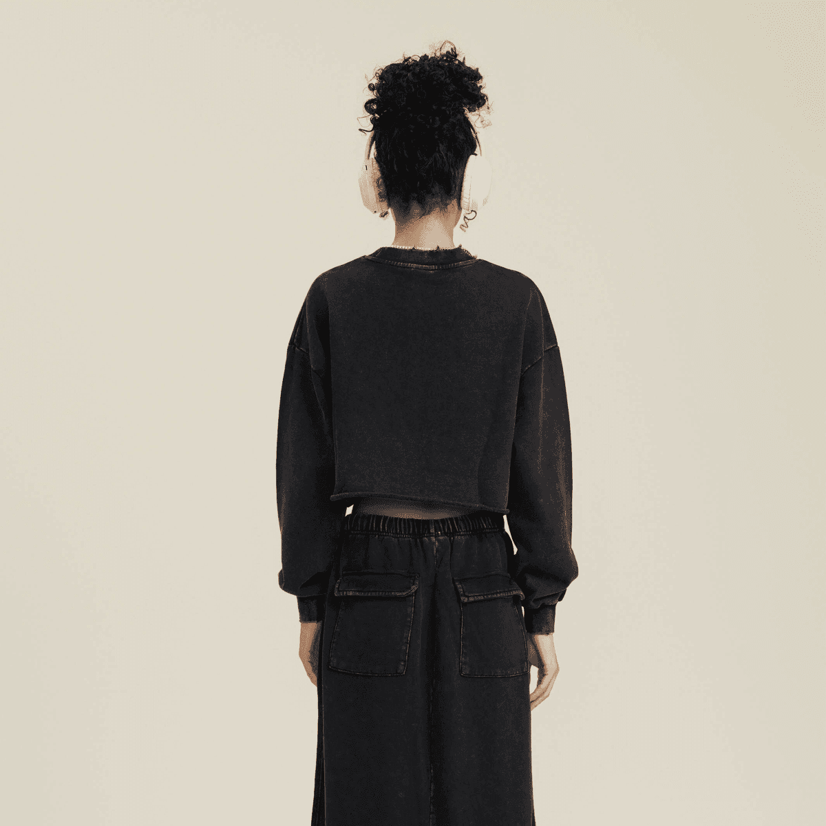 Resist Empire Washed Raw-Edge Cropped Sweatshirt