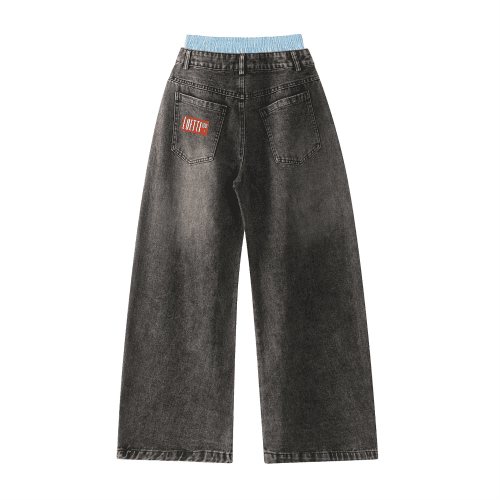Palestine Design Unisex Double Waist Baggy Wide Leg Jeans. FINAL SALE.