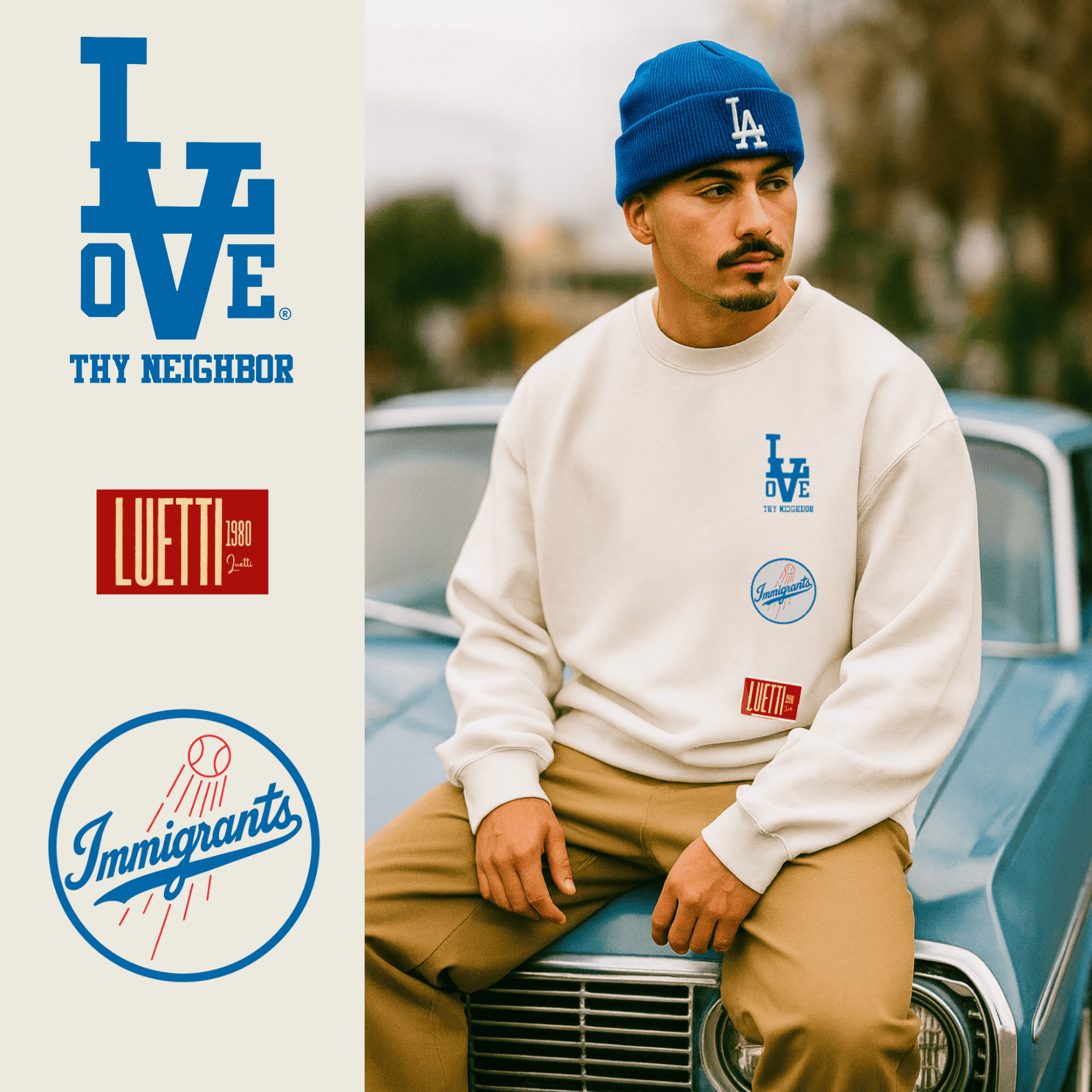 LOVE THY NEIGHBOR LA DODGERS LOGO Unisex Soft Cotton Sweatshirt