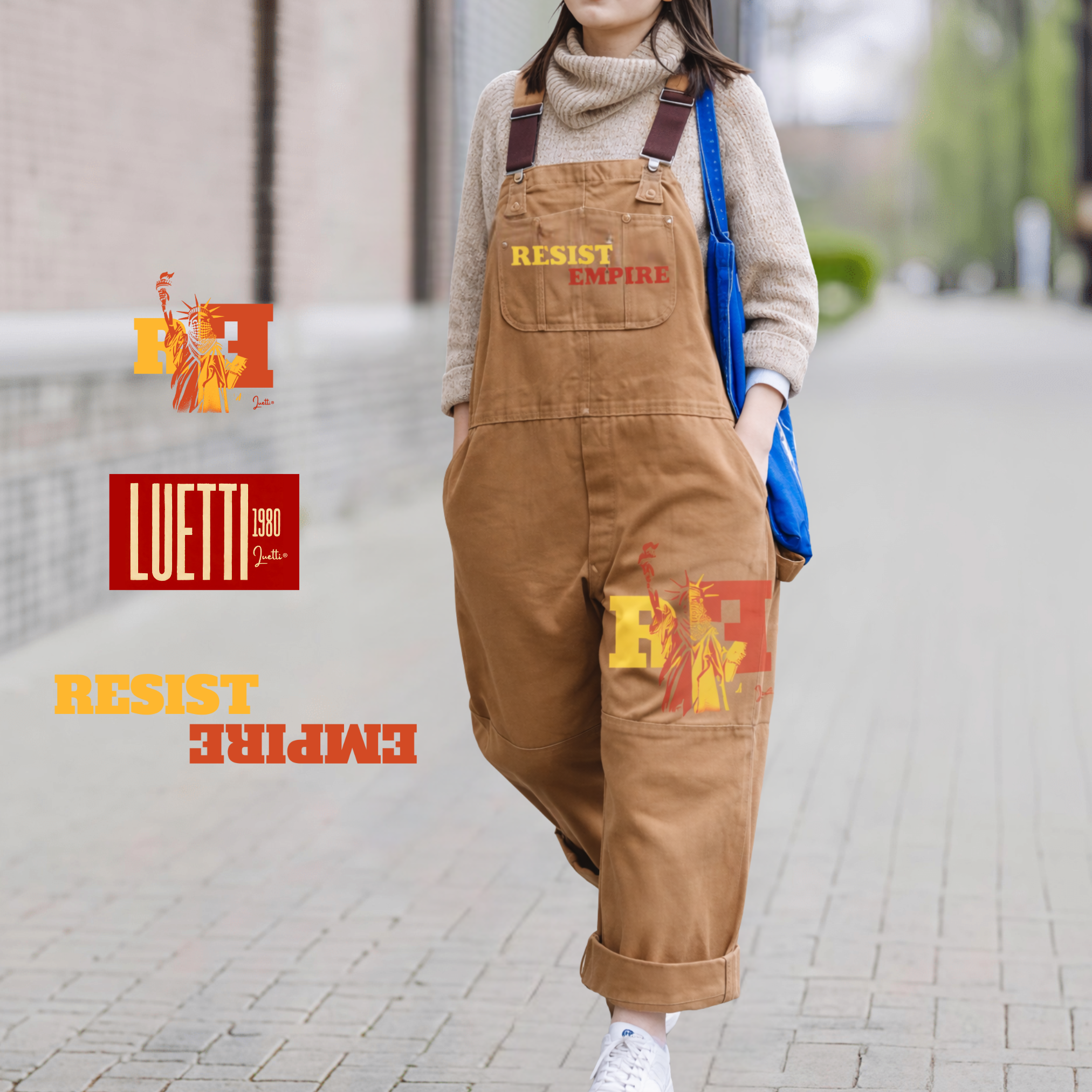 RESIST EMPIRE Loose-Fit Utility 100 Cotton Overall Jumpsuit