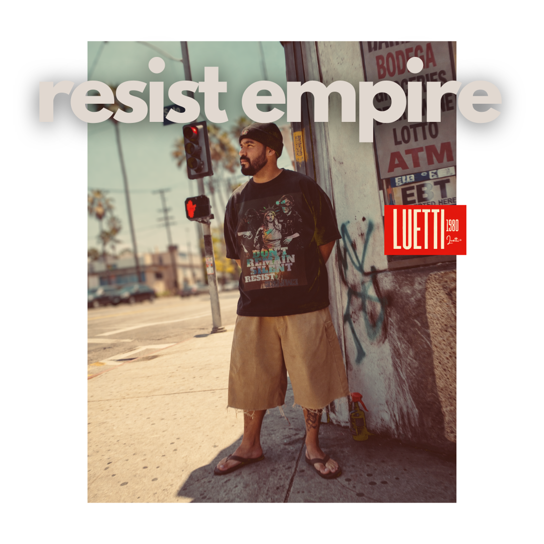RESIST EMPIRE Lady Liberty Arrested Raw Hem Oversized Tee