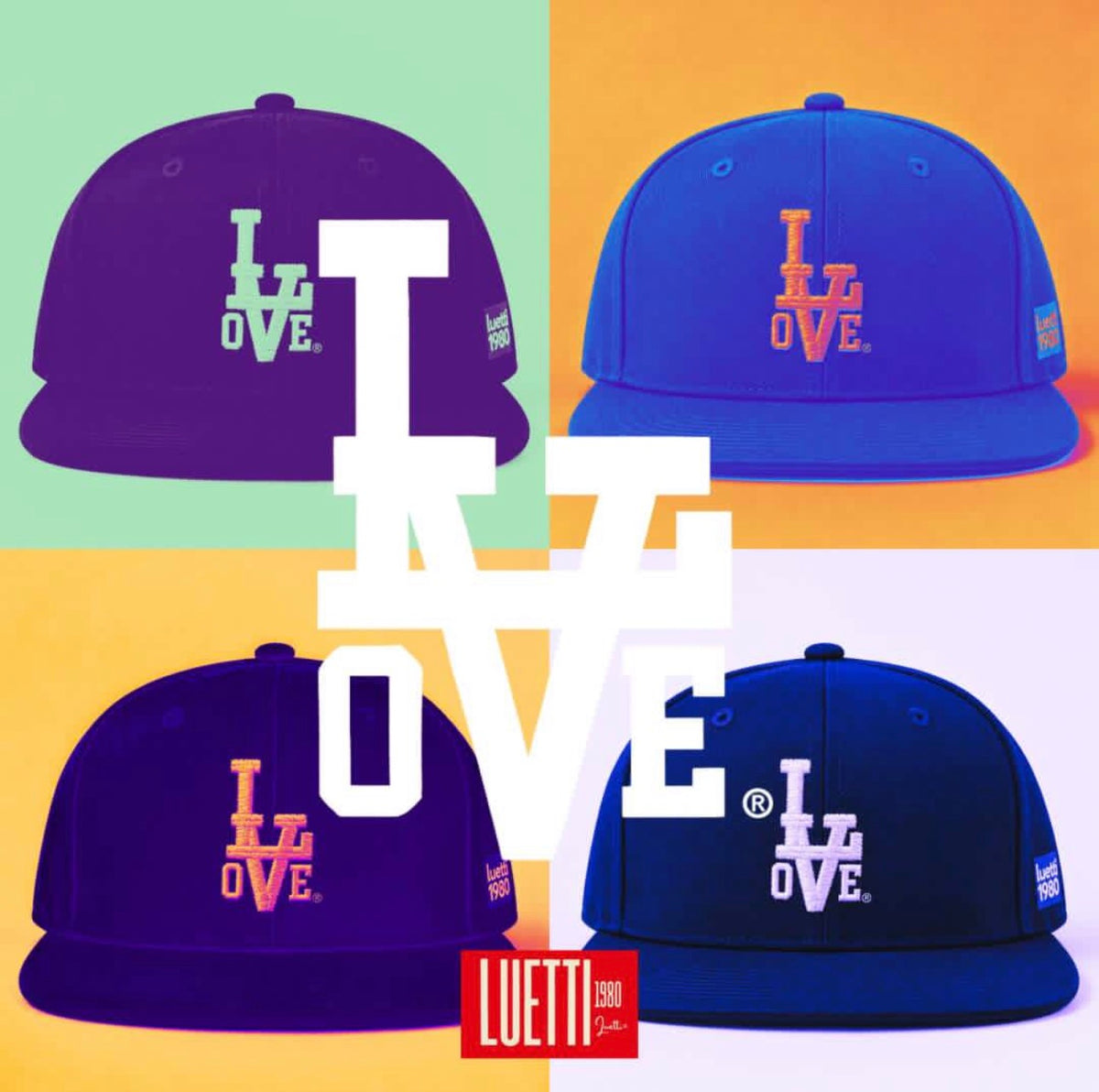 "LOVE" LA DODGERS STYLE LOGO Flat Brim Baseball Hat