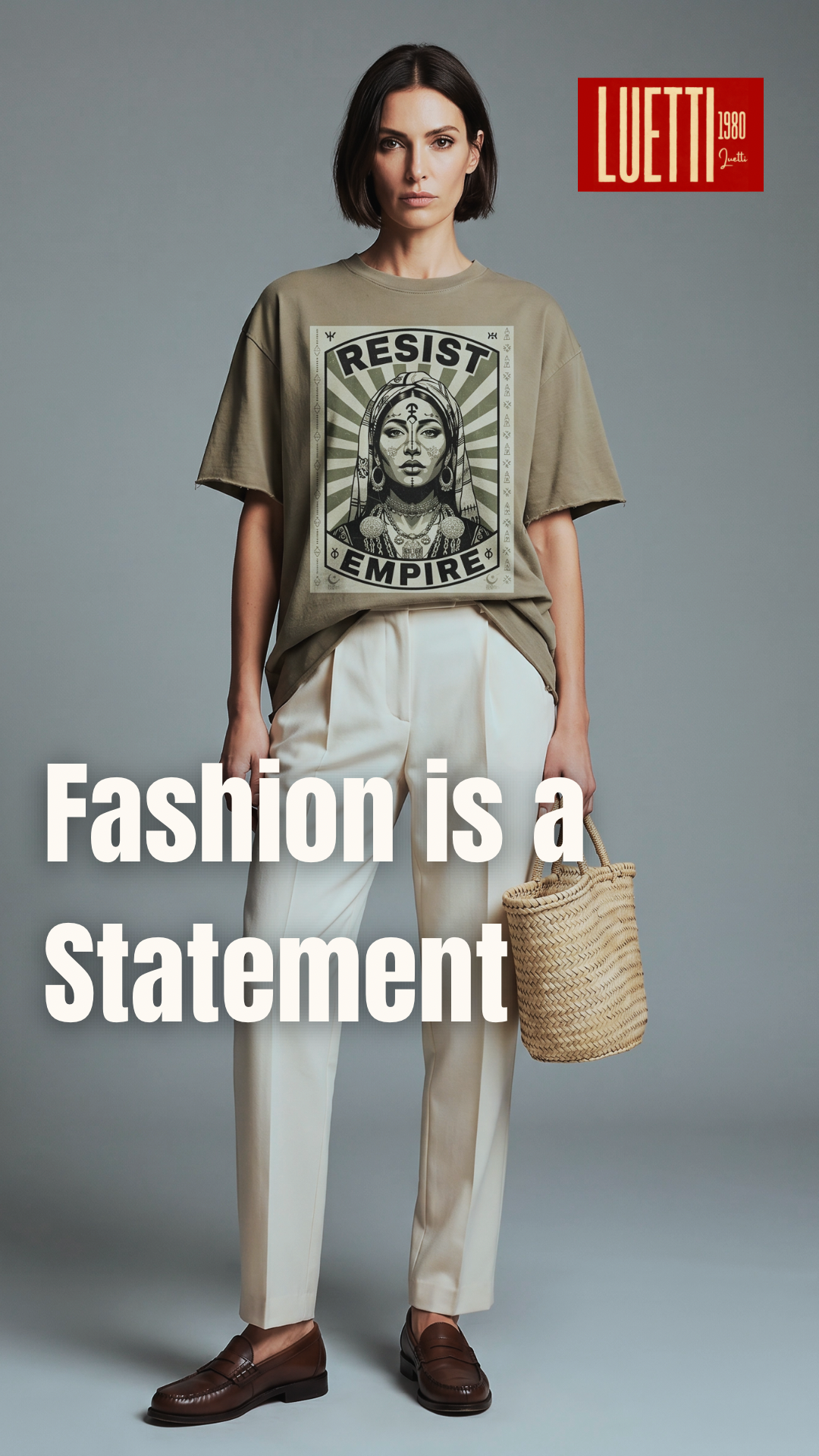 RESIST EMPIRE Tattooed Berber Woman Poster Raw Hem Oversized Tee