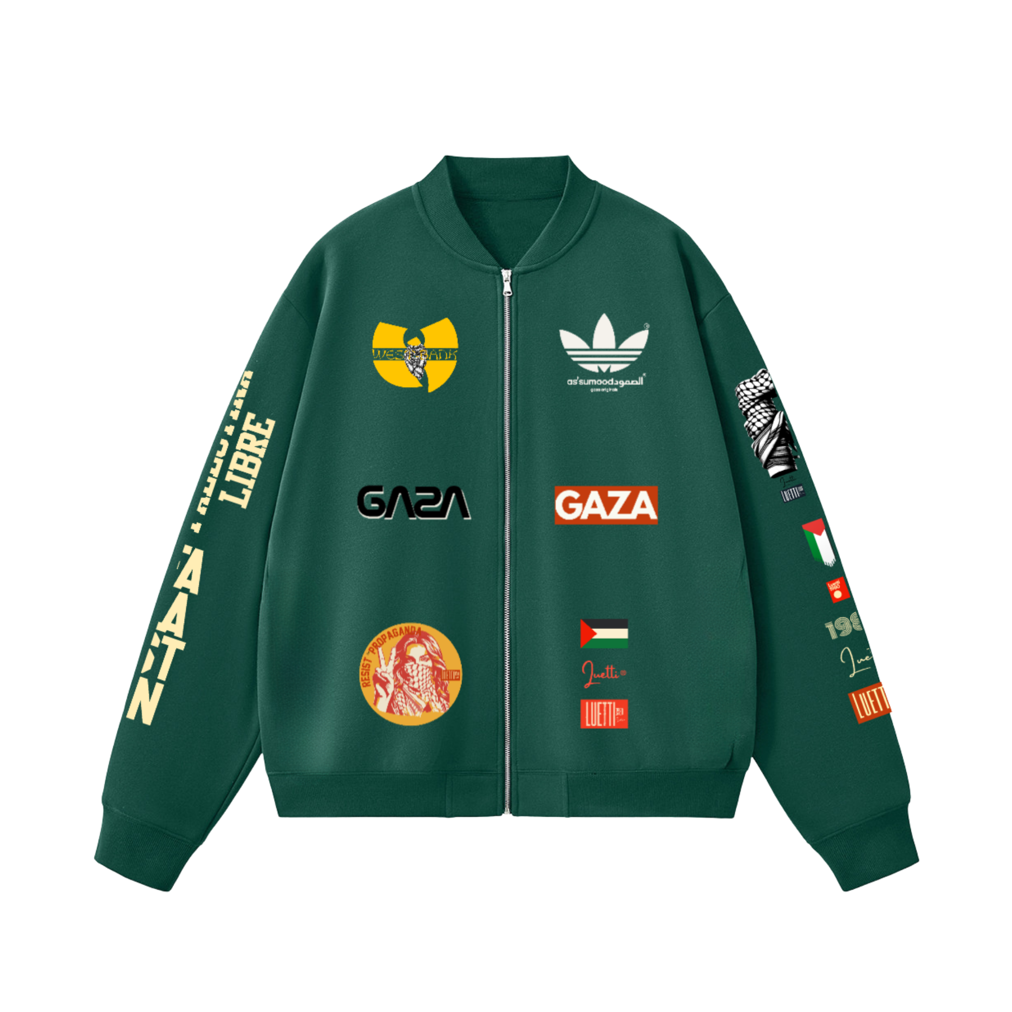 FINAL SALE Multi-design Unisex Palestine Solidarity Zip-Up Baseball Cotton Jacket