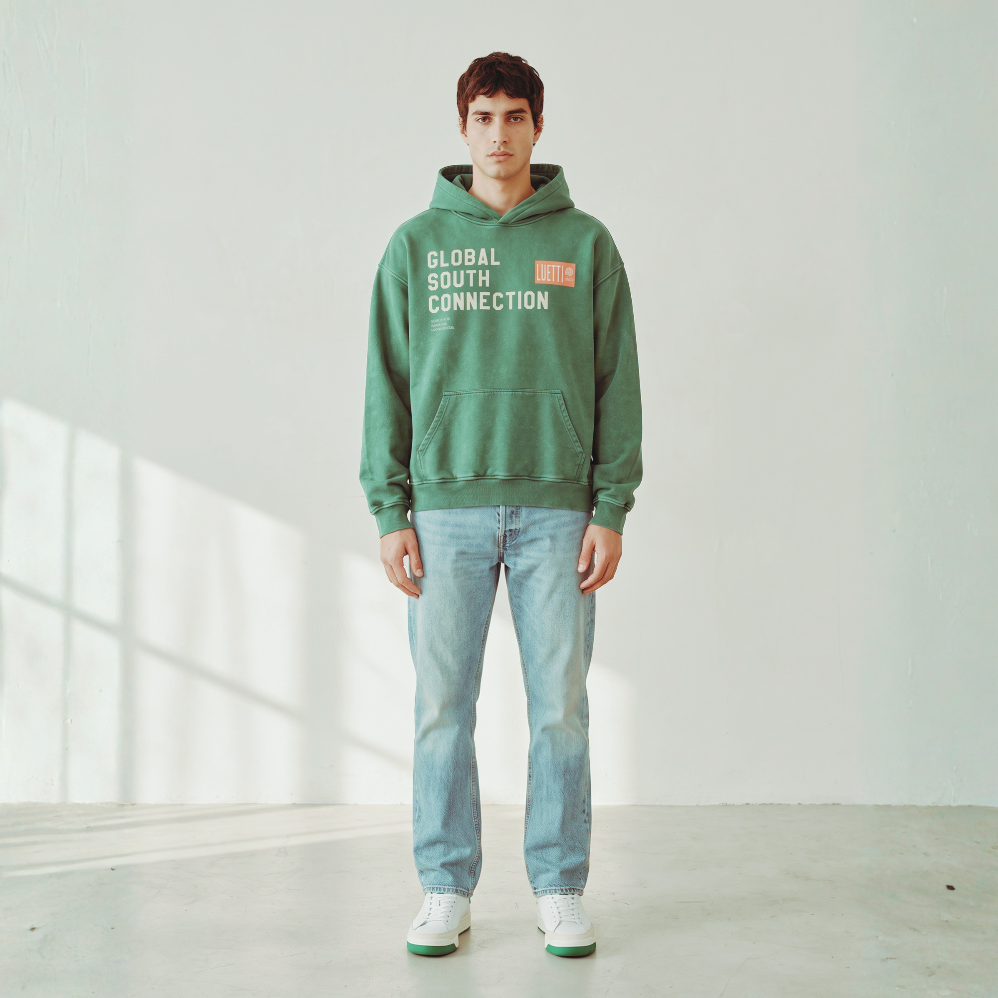 Global South Connection Faded Loose Hoodie - Embroided Red Logo