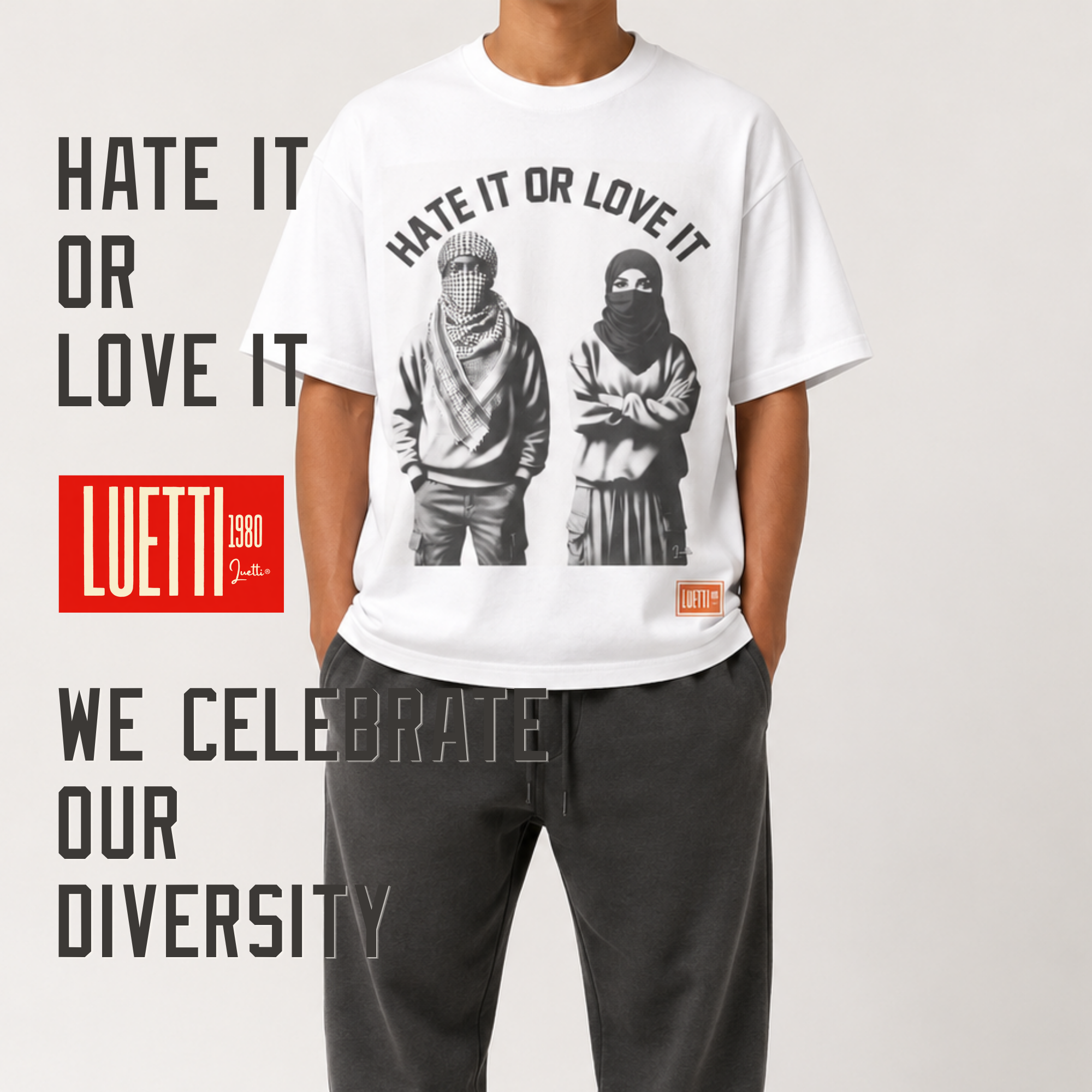 Hate it ot Love it Unisex Regular Fit Tee-Black Man Muslim Woman