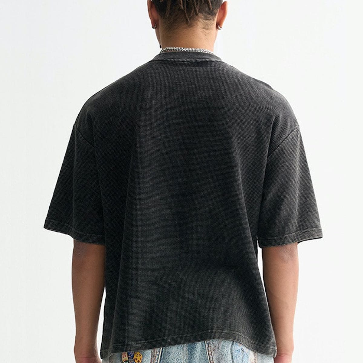 Luetti 1980 Premium Waffle-Textured Washed Cropped Boxy T-Shirt