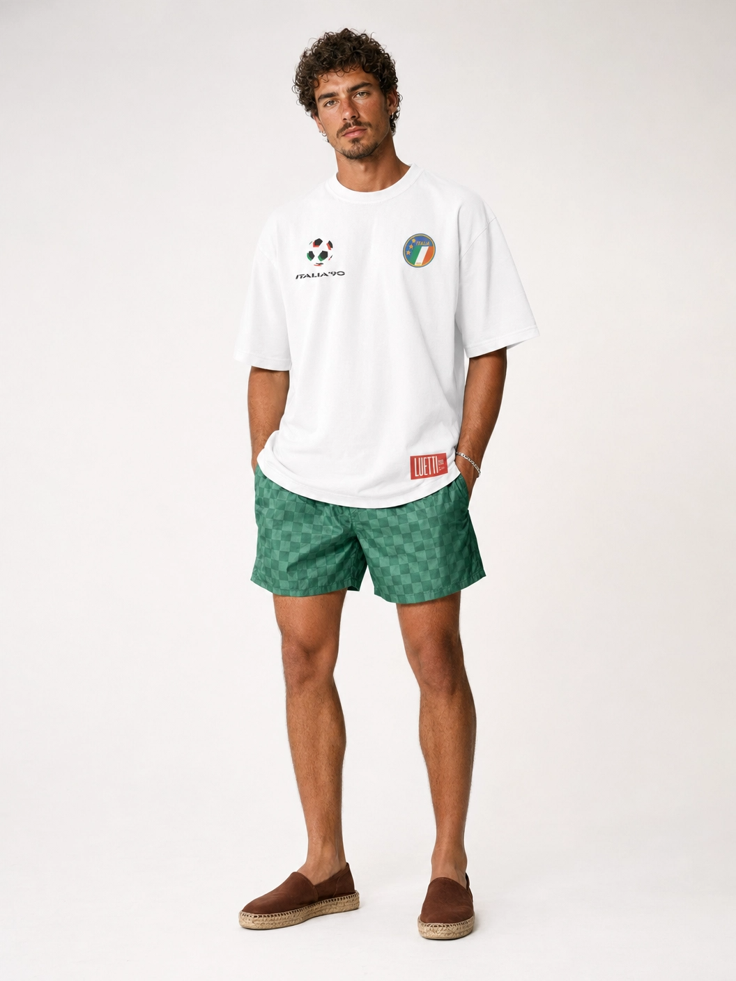 Retro Italy 1990 World Cup Embroidered and Printed Authentic Logos Loose fit tee