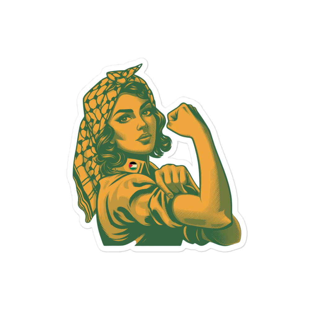 Strong Woman With Keffiyeh Bubble-free sticker