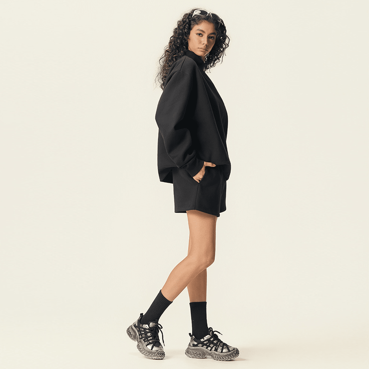 MAKE HUMANITY CARE AGAIN Unisex Heavyweight Fleece Mock Neck Oversized Sweatshirt