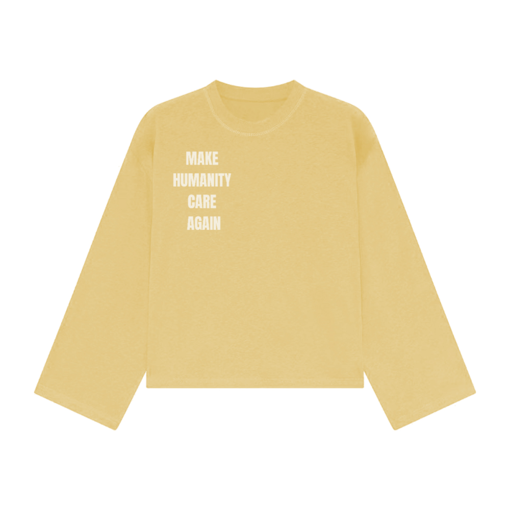 Make Humanity Care Again Unisex Cropped Long Sleeve T-shirt