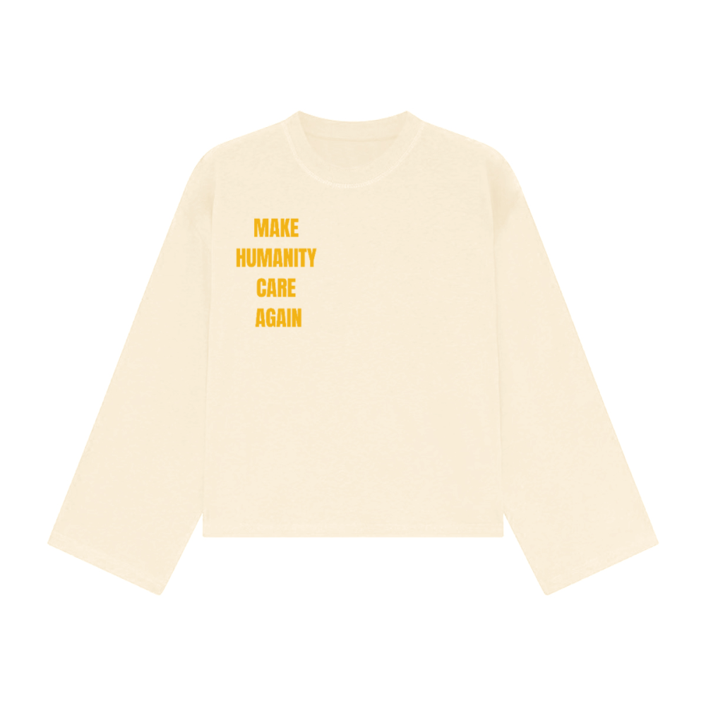 Make Humanity Care Again Unisex Cropped Long Sleeve T-shirt