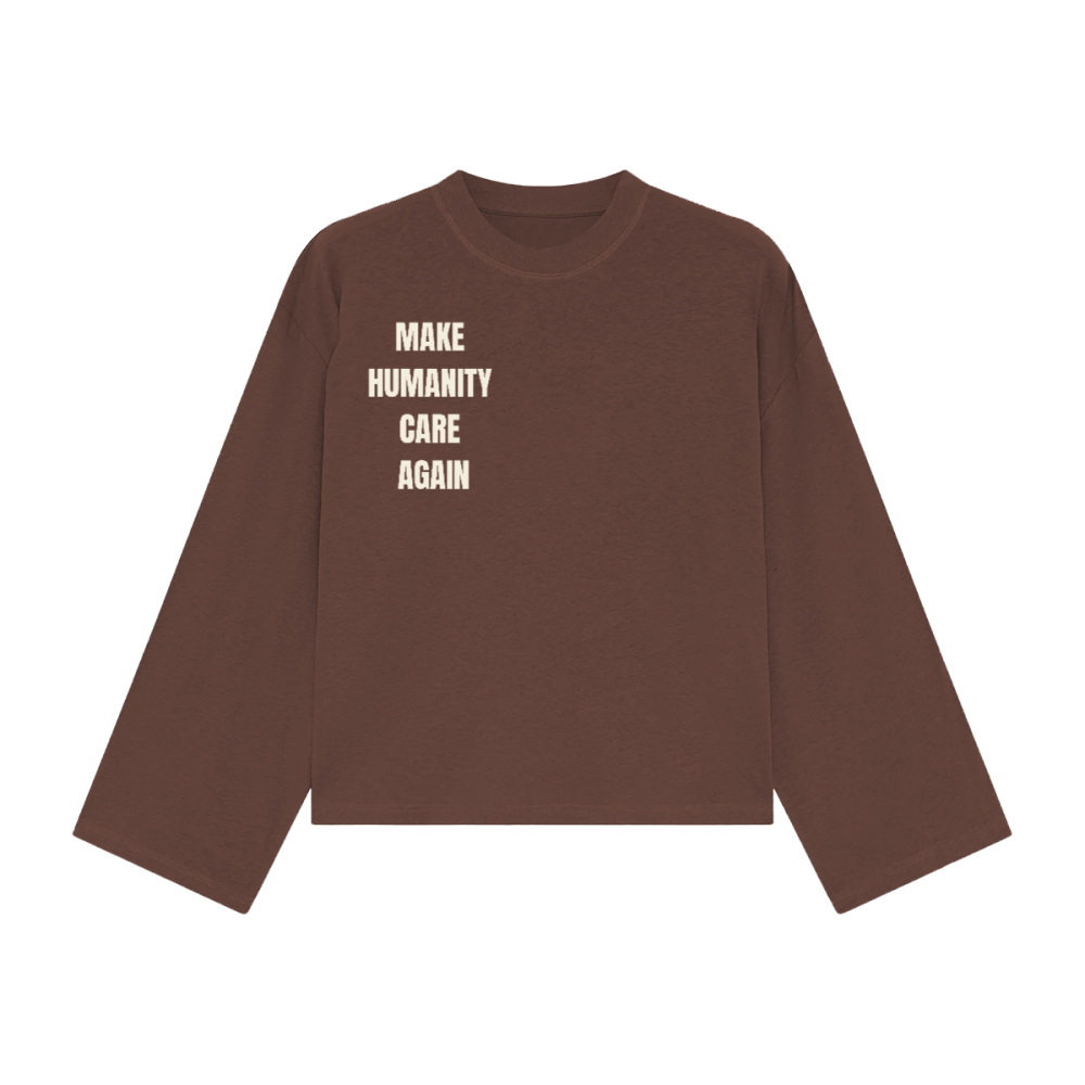 Make Humanity Care Again Unisex Cropped Long Sleeve T-shirt