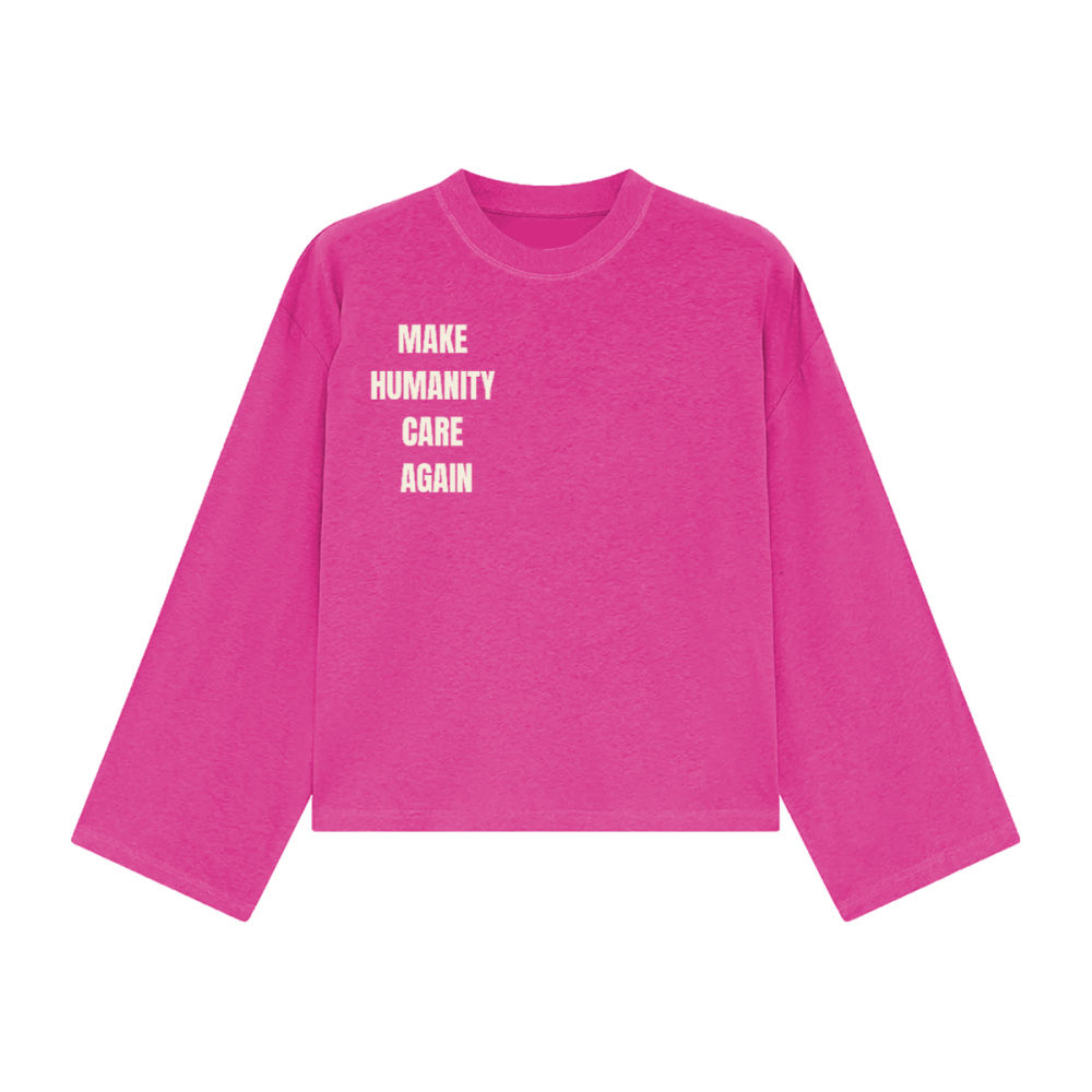 Make Humanity Care Again Unisex Cropped Long Sleeve T-shirt
