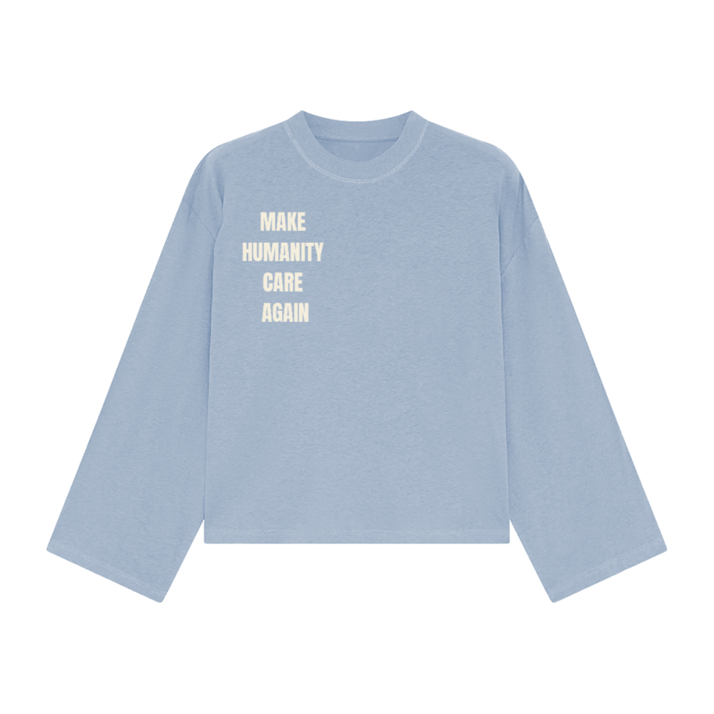 Make Humanity Care Again Unisex Cropped Long Sleeve T-shirt