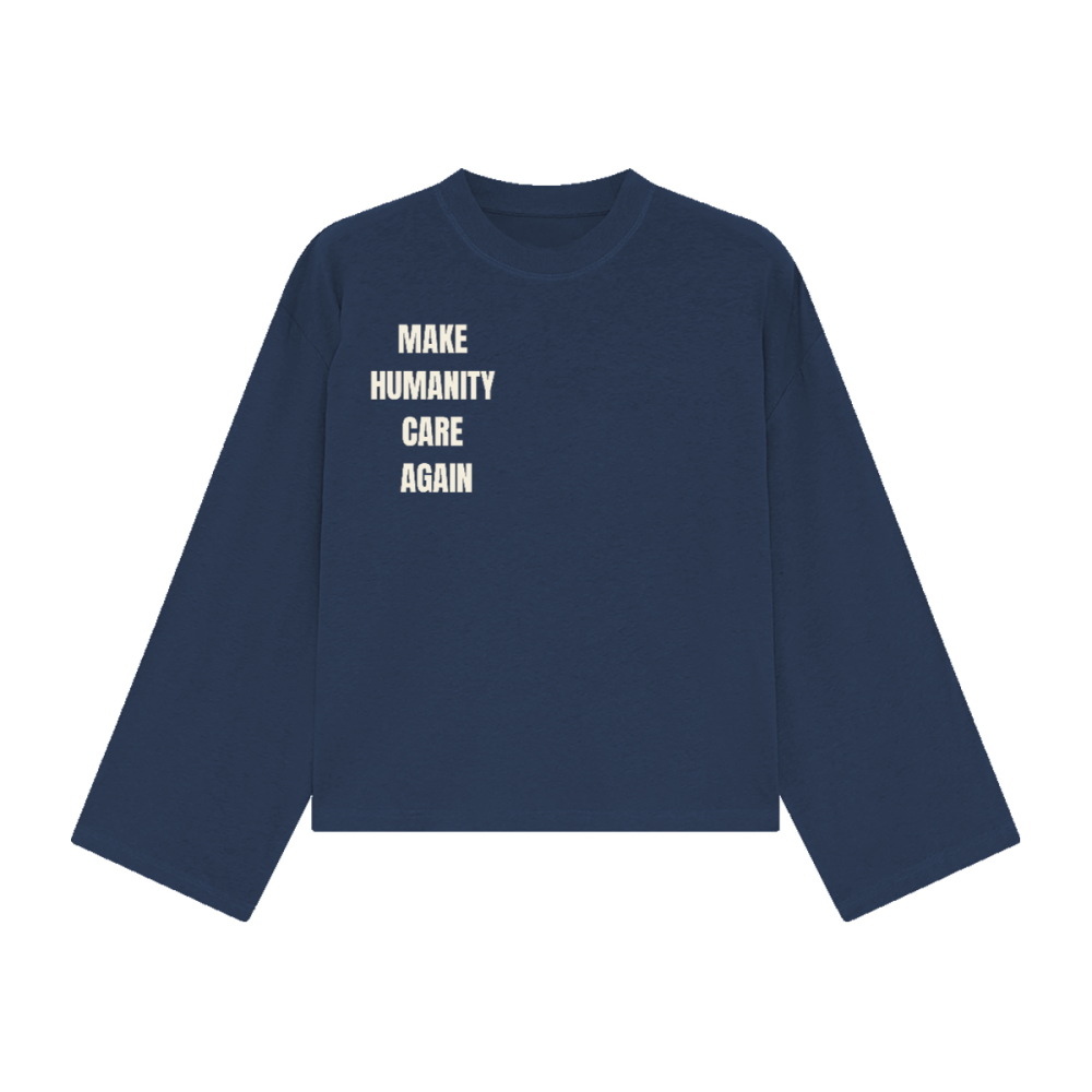 Make Humanity Care Again Unisex Cropped Long Sleeve T-shirt