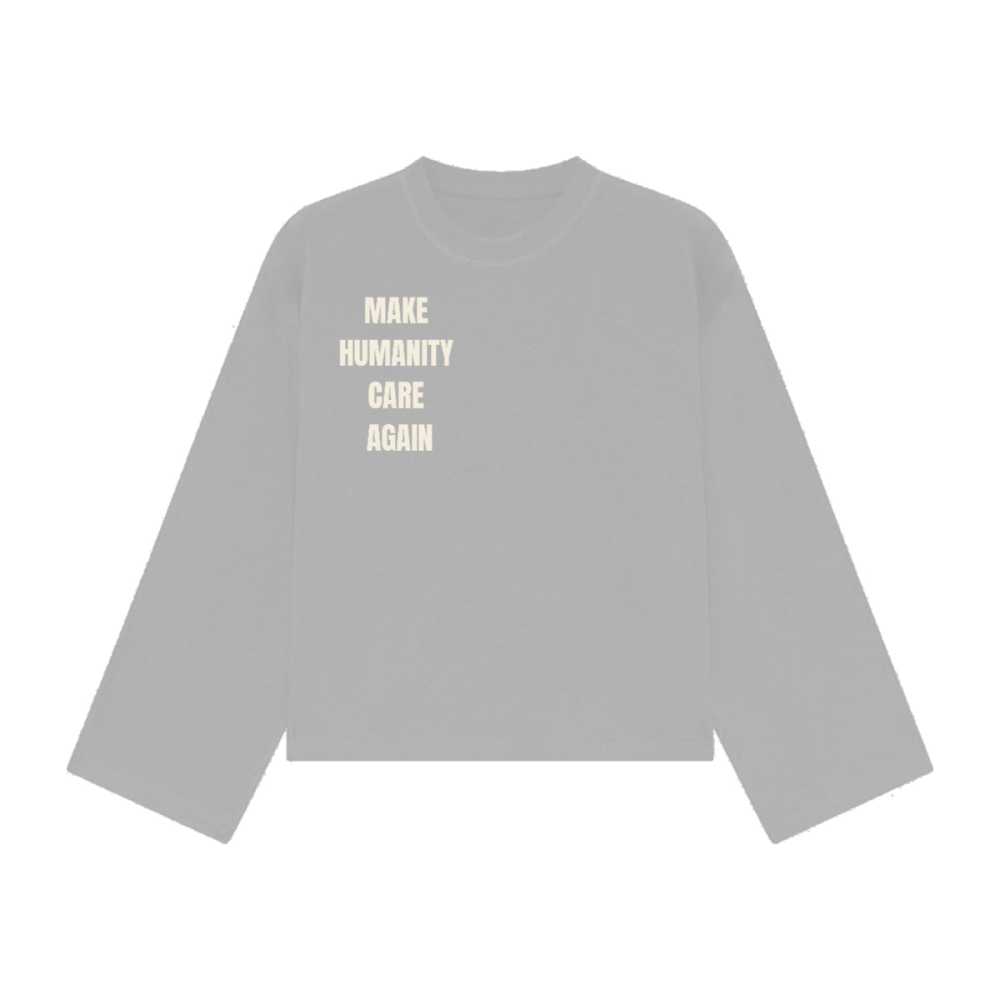 Make Humanity Care Again Unisex Cropped Long Sleeve T-shirt
