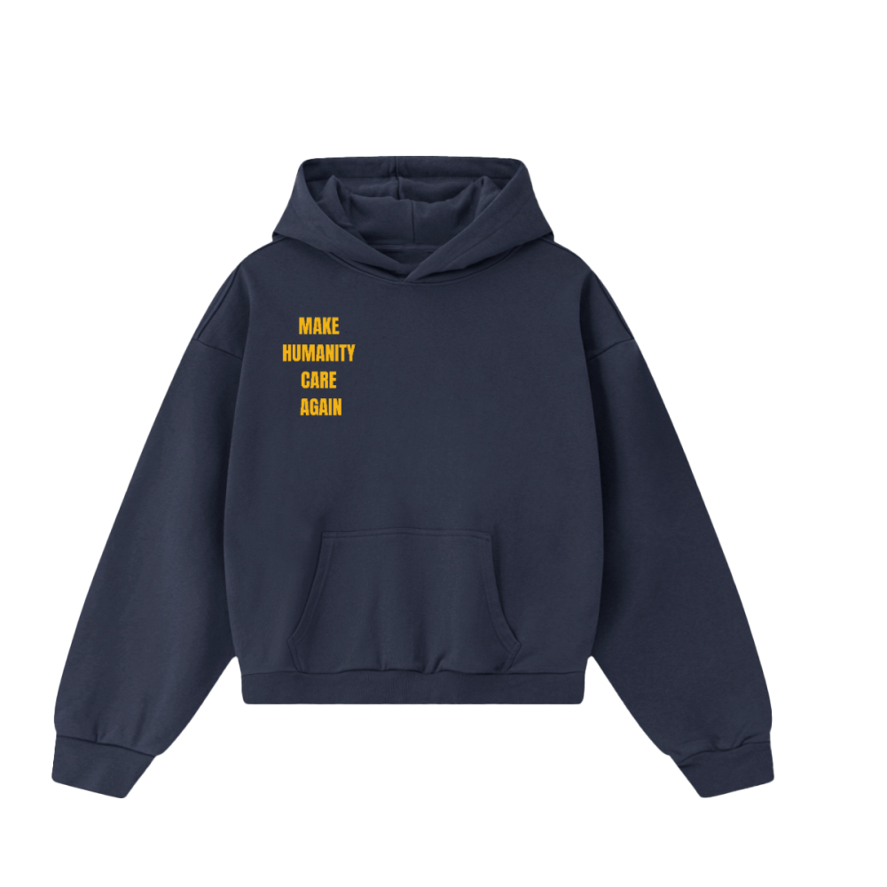 Make Humanity Care Again Unisex Heavyweight Boxy Hoodie