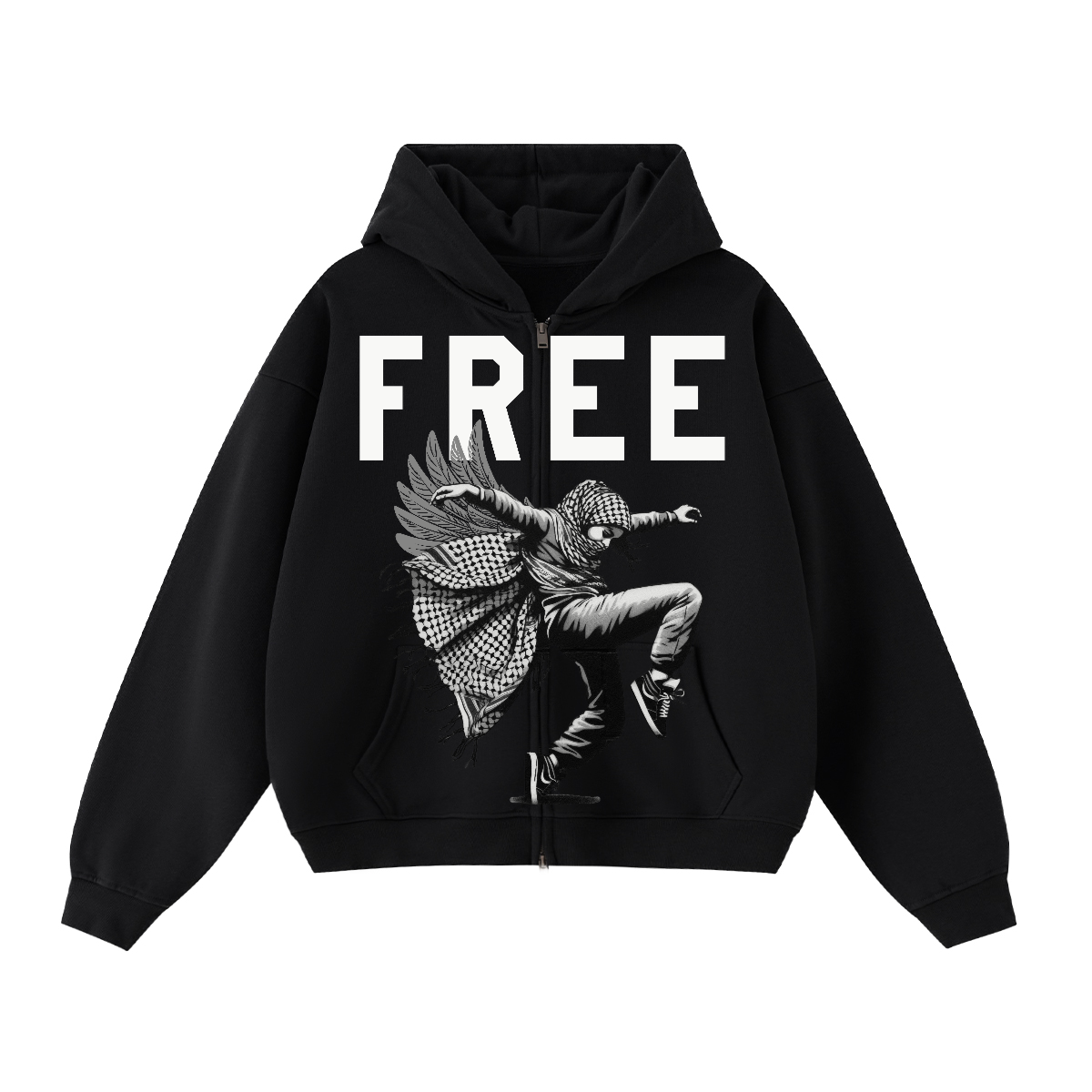 Freedom Dancer Unisex Cropped Double-Zip Hoodie