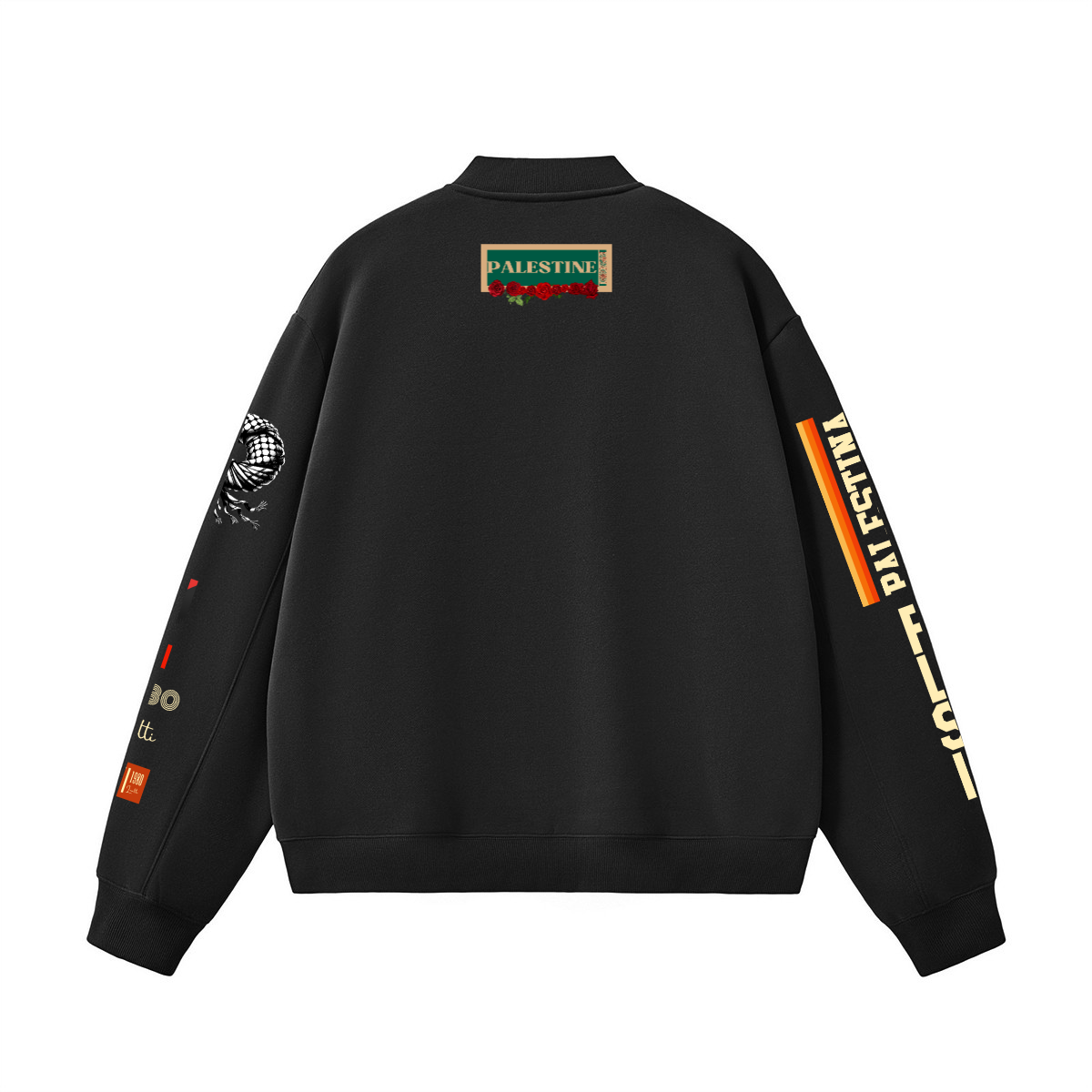 Multi-design Unisex Fleece Palestine Solidarity Zip-Up Baseball Jacket