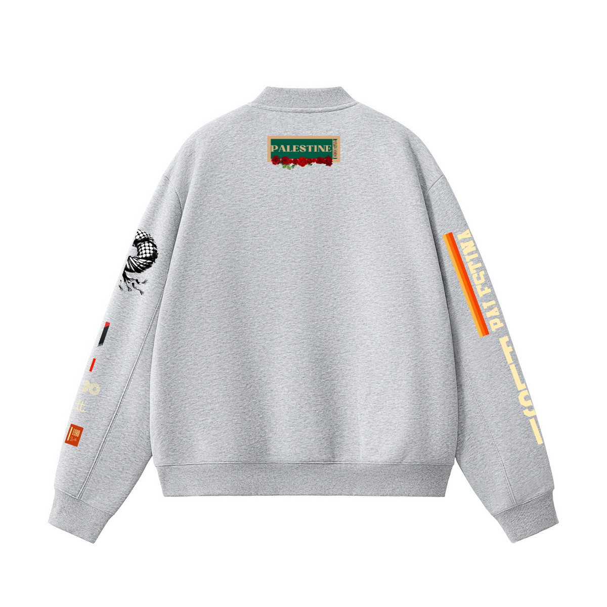 Multi-design Unisex Fleece Palestine Solidarity Zip-Up Baseball Jacket