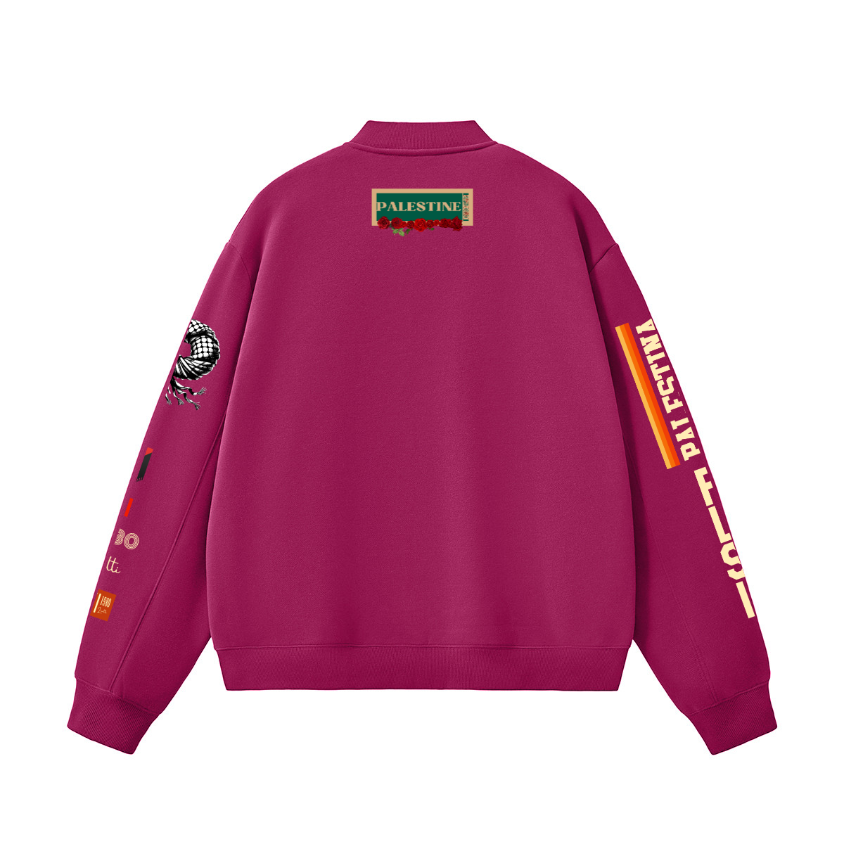 Multi-design Unisex Fleece Palestine Solidarity Zip-Up Baseball Jacket
