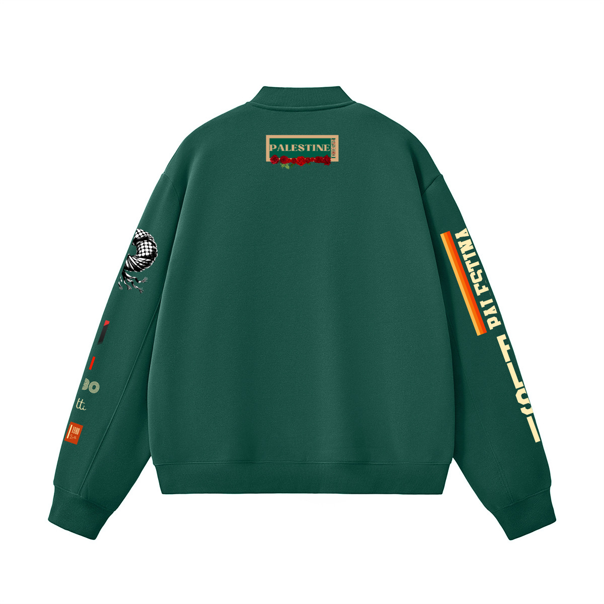 Multi-design Unisex Fleece Palestine Solidarity Zip-Up Baseball Jacket