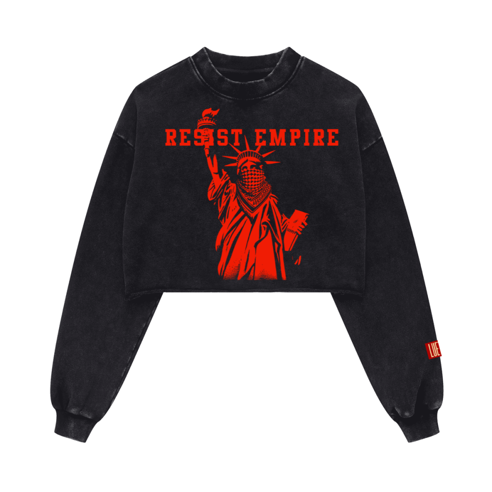 Resist Empire Washed Raw-Edge Cropped Sweatshirt