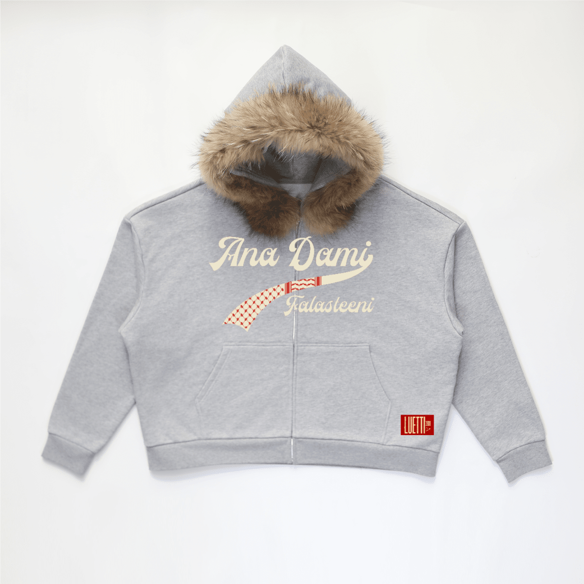 "Ana Dami Falasteeni" Luetti 1980 Unisex Faux Fur-Trim Zip-Up Hoodie