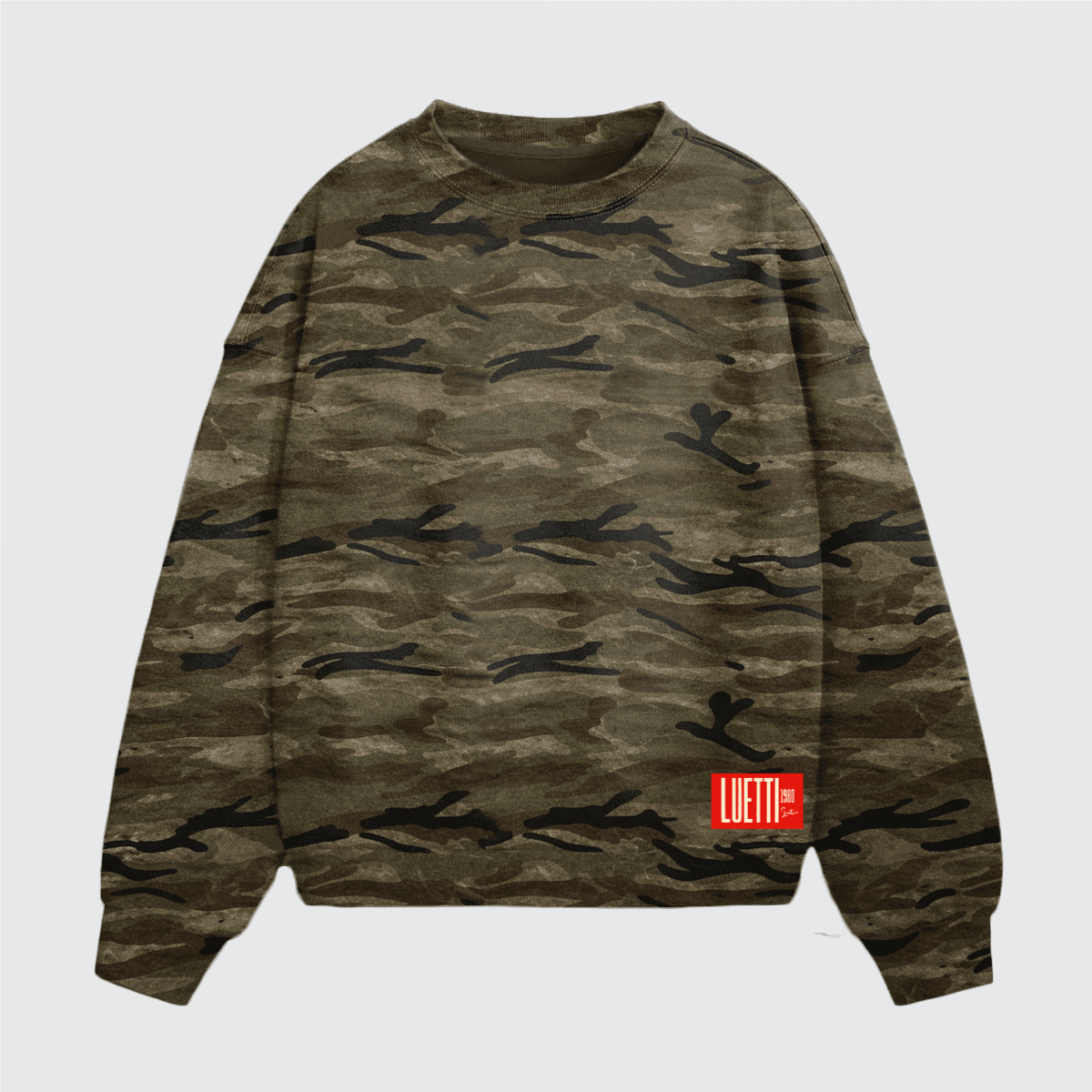 Retro Graphic Unisex Oversized Heavyweight Camo Crewneck Sweatshirt