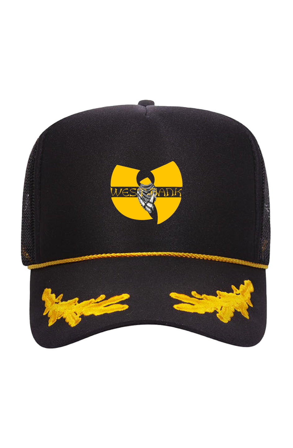 West Bank Wu-Tang Inspired Logo Gold Leaf Crown Trucker Hat