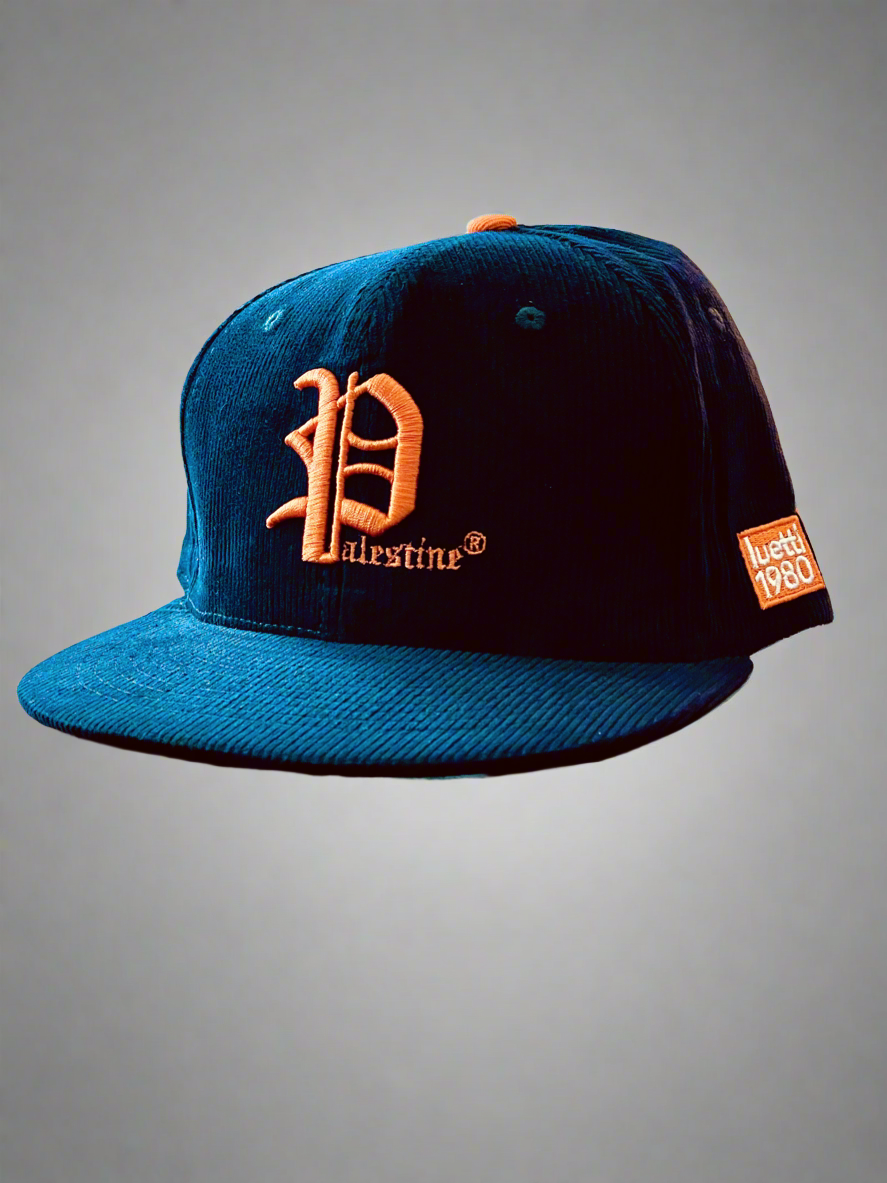 Retro Palestine, Detroit Tigers Style, Navy Corduroy Baseball Cap ￼