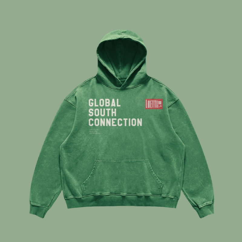 Global South Connection Faded Loose Hoodie - Embroided Red Logo