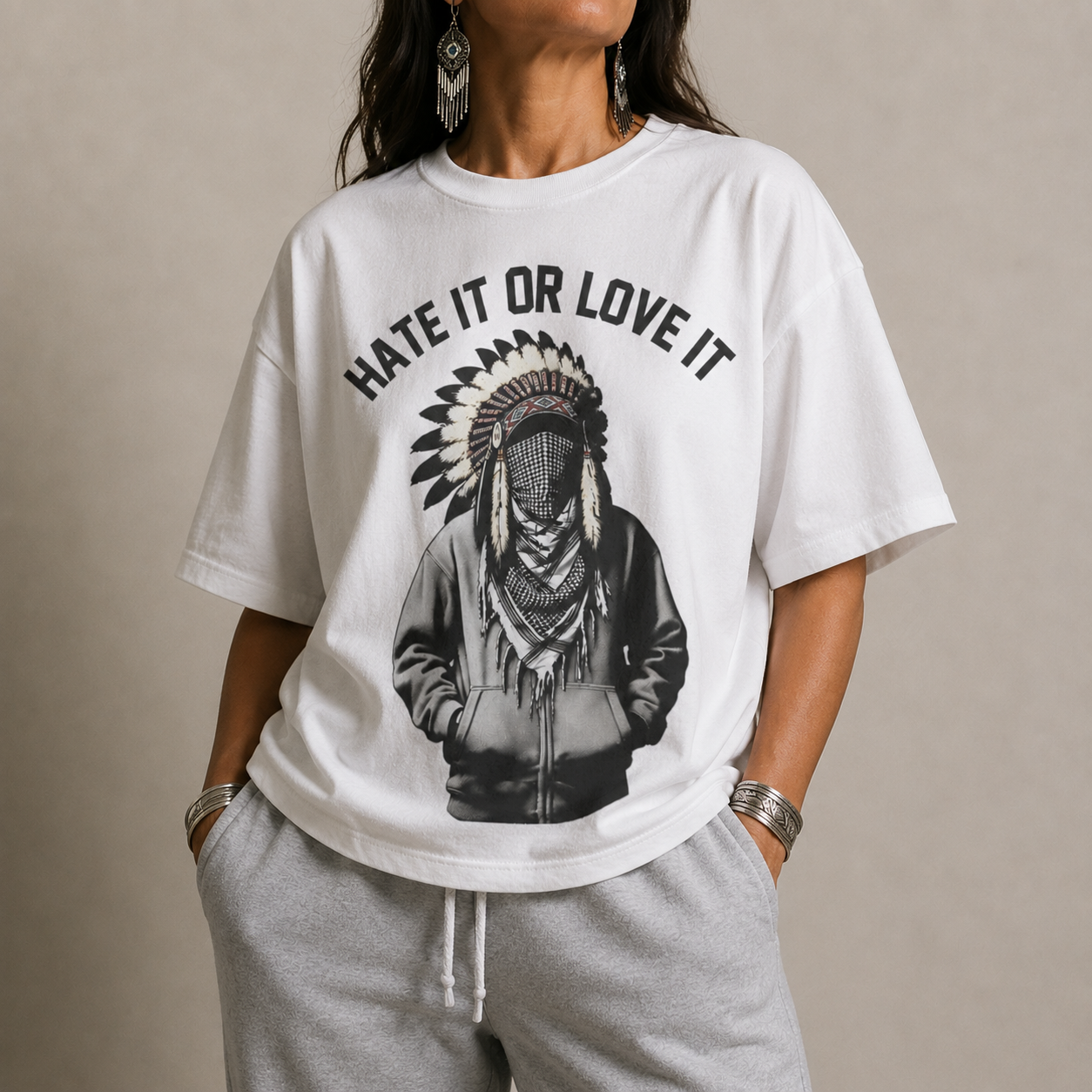 Native American Wearing Keffiyeh Adult Regular Fit Tee