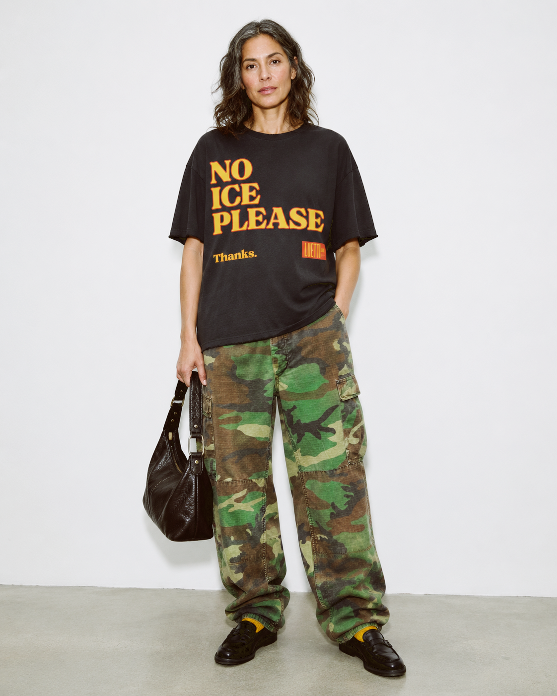 "No Ice Please" Raw Hem Oversized Tee