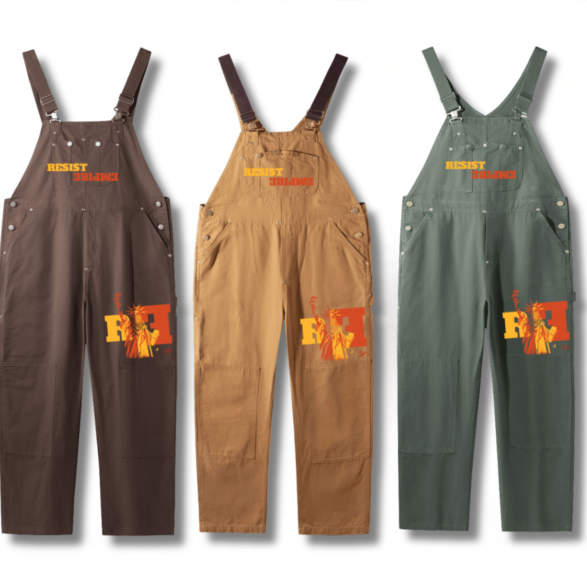 RESIST EMPIRE Loose-Fit Utility 100 Cotton Overall Jumpsuit