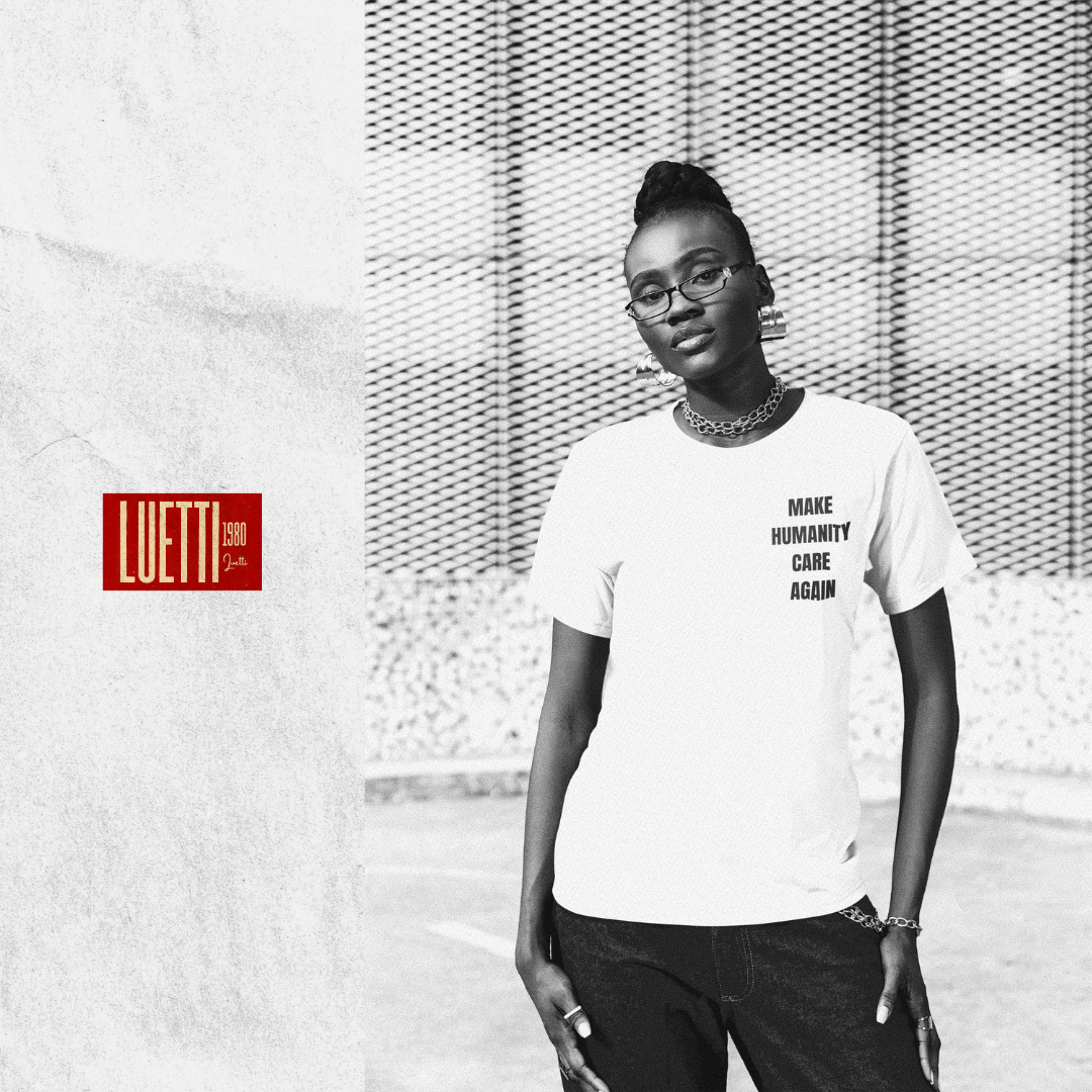 MAKE HUMANITY CARE AGAIN Velvet Finish Regular Fit Tee