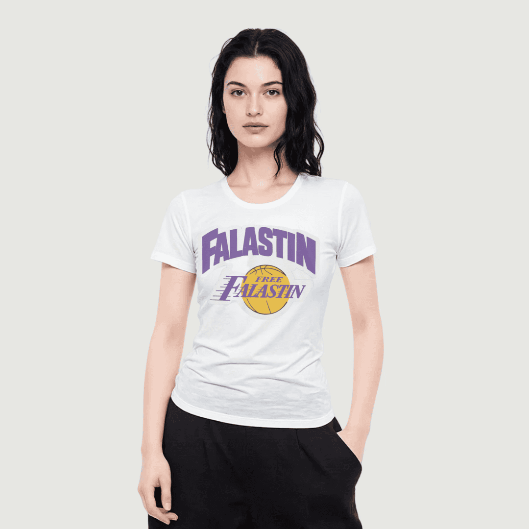 LA Lakers Logo Inspired Free Falastin Palestine Slim Fit Women Tee