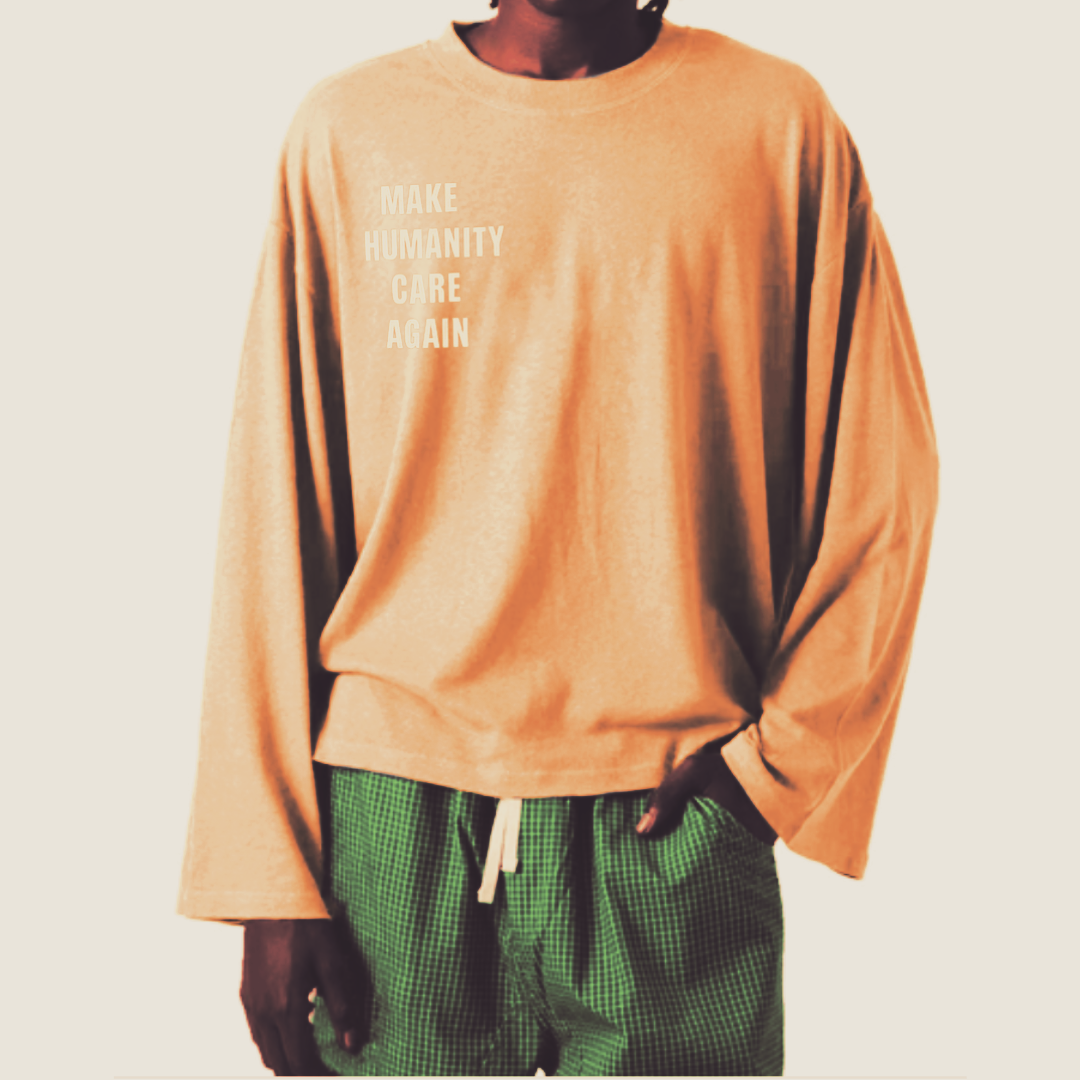 Make Humanity Care Again Unisex Cropped Long Sleeve T-shirt