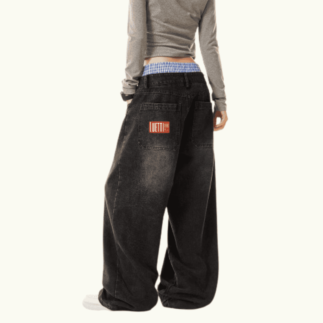 Palestine Design Unisex Double Waist Baggy Wide Leg Jeans