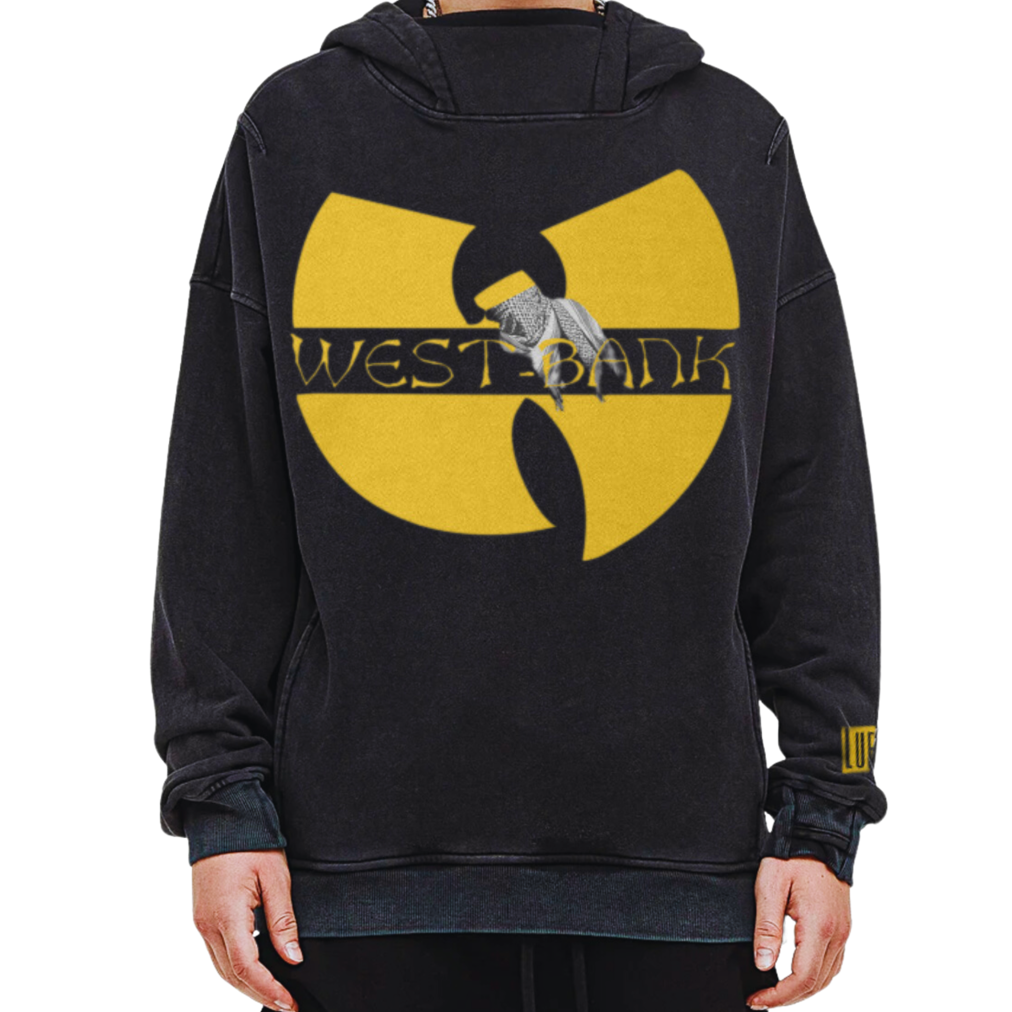 West Bank Wu-Tang-Inspired Logo Turtleneck Washed Hoodie