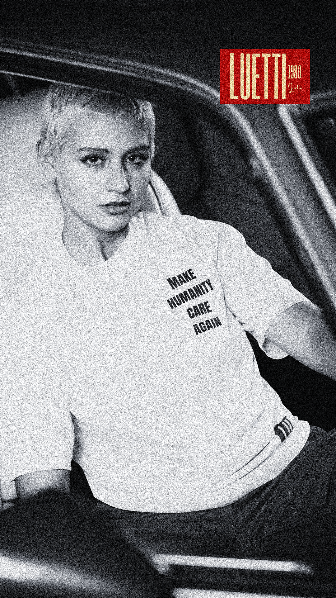 MAKE HUMANITY CARE AGAIN Velvet Finish Regular Fit Tee