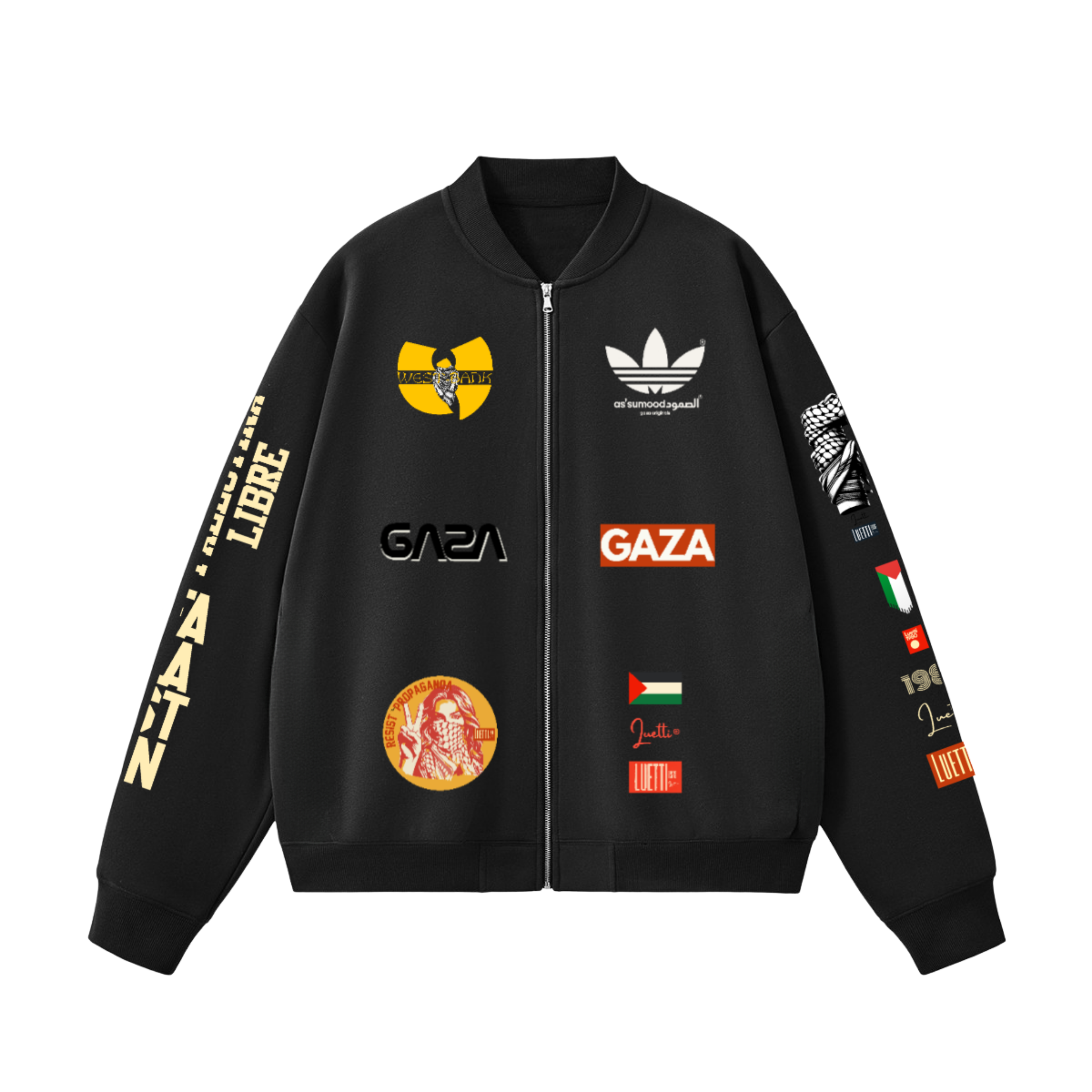 FINAL SALE Multi-design Unisex Palestine Solidarity Zip-Up Baseball Cotton Jacket