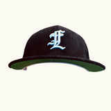 Corduroy Black Old English Snapback Baseball Hat