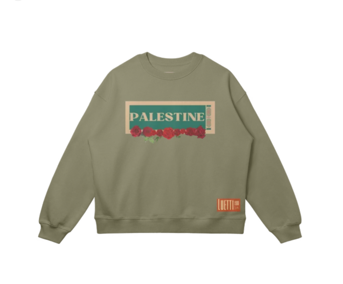 Palestine Roses Drop Shoulders Sweatshirt - CLEARANCE