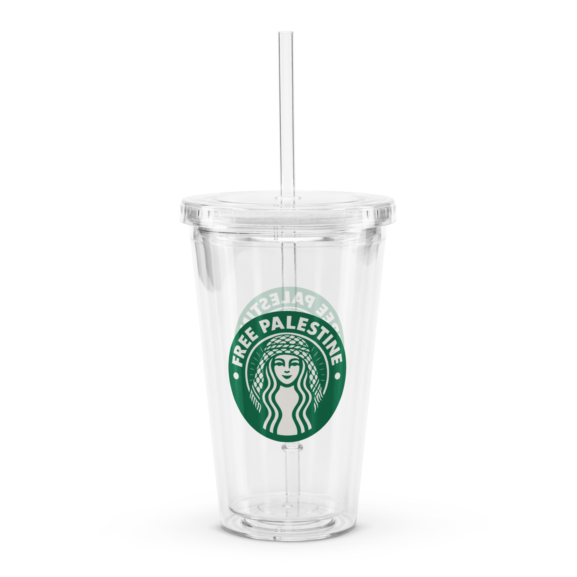 Not Starbucks Clear Plastic Palestine Tumbler
