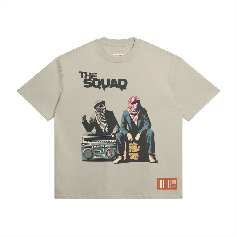 80's retro Palestine Solidarity Squad Super Oversized Heavyweight Tee