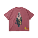 Flower Girl with Keffiyeh Loose Raw Hem T-shirt